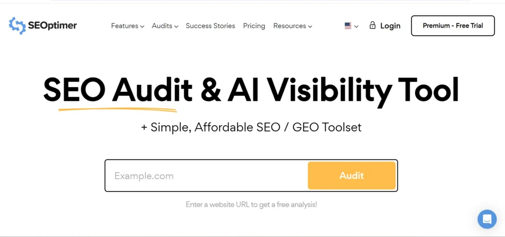 Home page of SEOptimer