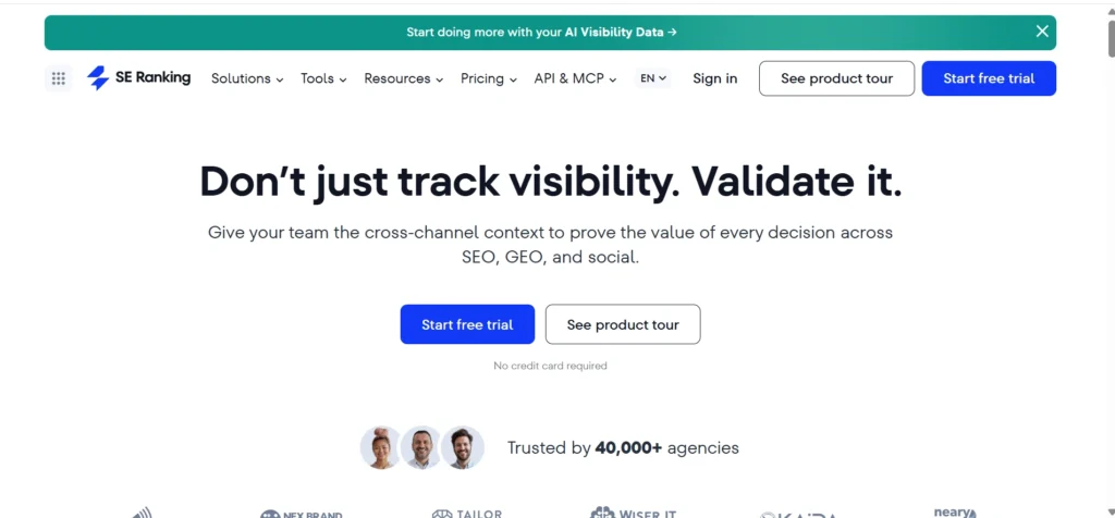 Home page of SE Ranking