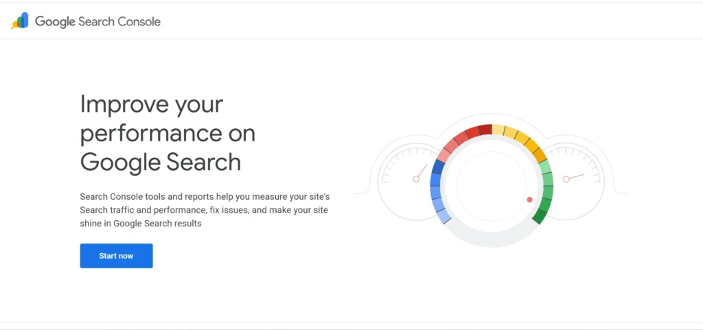 Home page of Google search console
