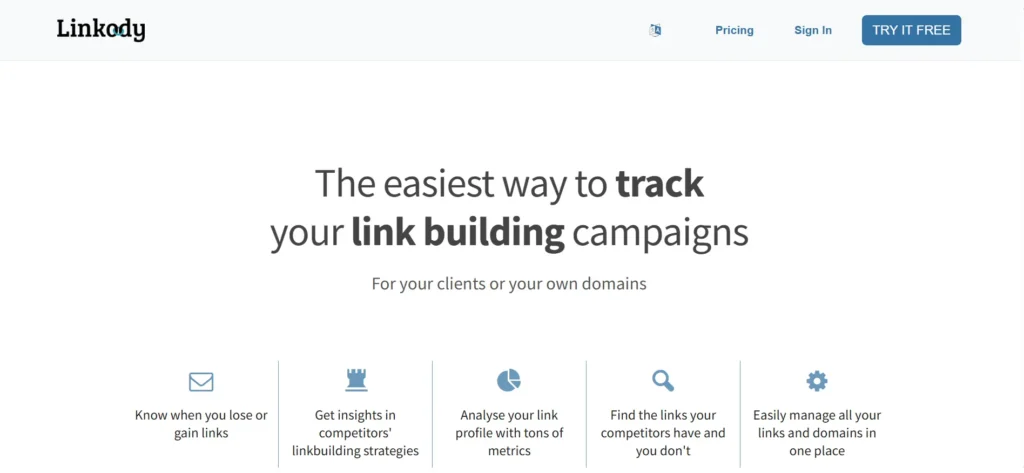Home page of Linkody