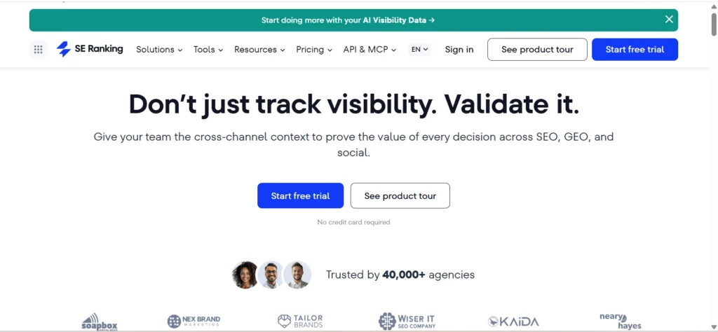 Home page of SE Ranking