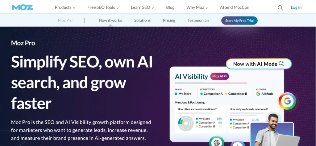 Home page of Moz Pro