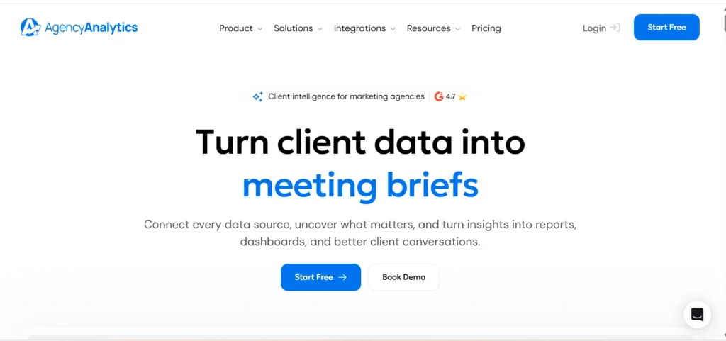 Home page of AgencyAnalystics